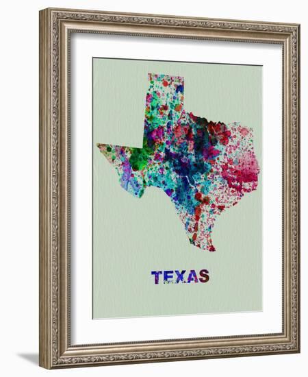 Texas Color Splatter Map-NaxArt-Framed Art Print