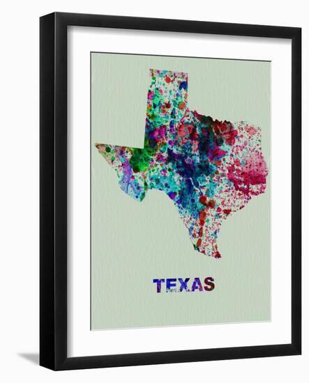 Texas Color Splatter Map-NaxArt-Framed Art Print