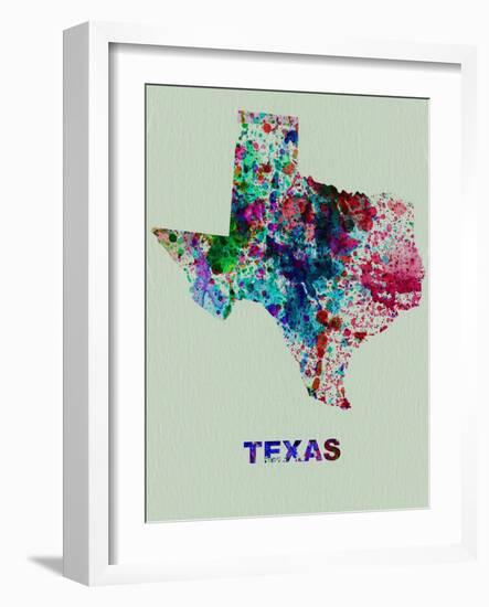 Texas Color Splatter Map-NaxArt-Framed Art Print