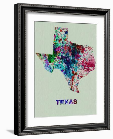 Texas Color Splatter Map-NaxArt-Framed Art Print