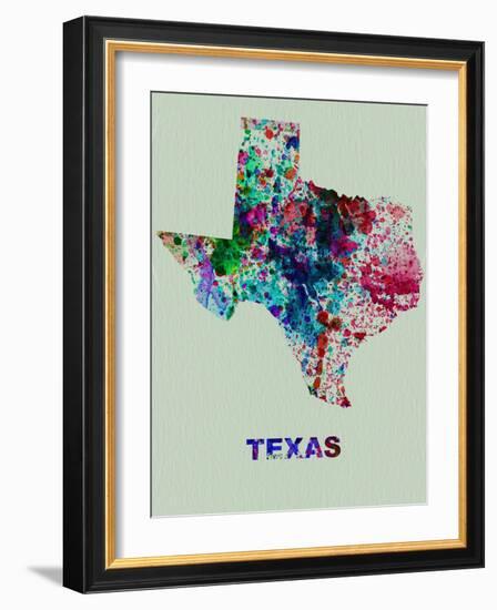 Texas Color Splatter Map-NaxArt-Framed Art Print