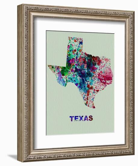 Texas Color Splatter Map-NaxArt-Framed Art Print