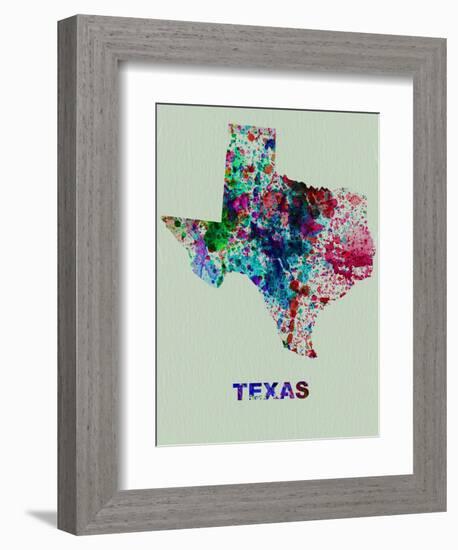 Texas Color Splatter Map-NaxArt-Framed Art Print