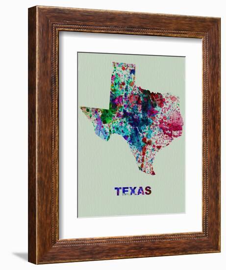 Texas Color Splatter Map-NaxArt-Framed Art Print