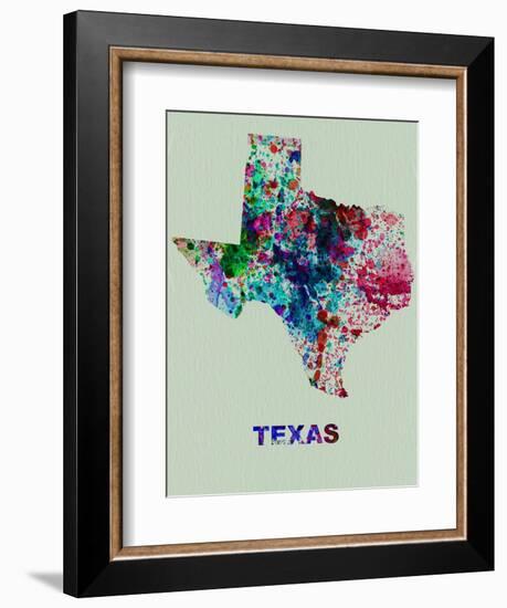 Texas Color Splatter Map-NaxArt-Framed Art Print