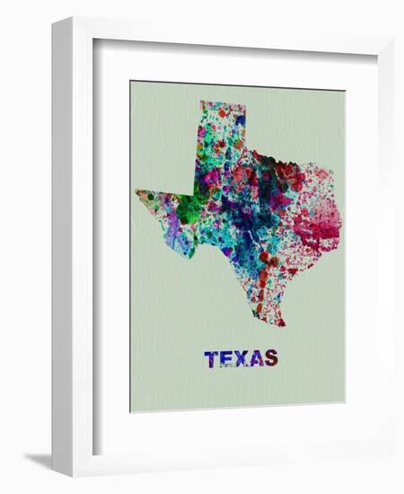 Texas Color Splatter Map-NaxArt-Framed Art Print