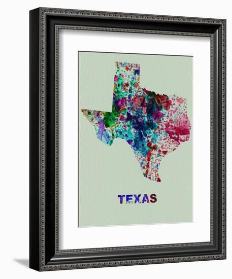 Texas Color Splatter Map-NaxArt-Framed Art Print