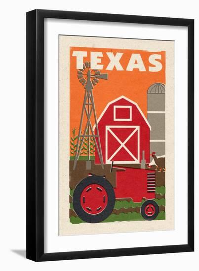 Texas - Country - Woodblock-Lantern Press-Framed Art Print