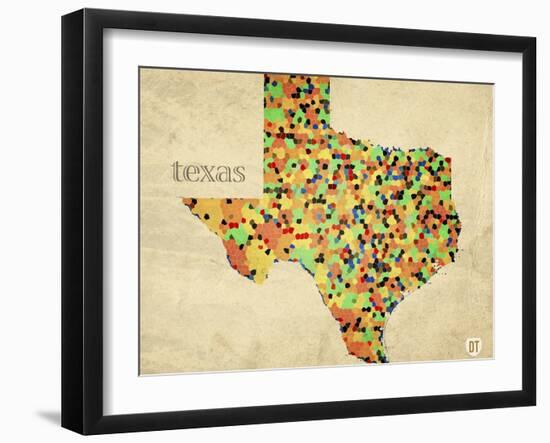 Texas County Map-David Bowman-Framed Giclee Print