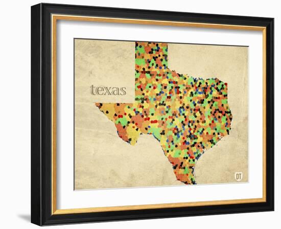 Texas County Map-David Bowman-Framed Giclee Print