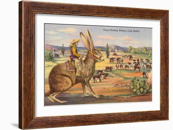 Texas Cowboy Herding from Jack Rabbit-null-Framed Art Print