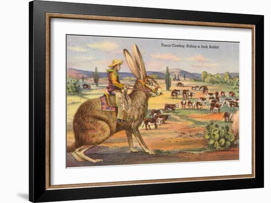 Texas Cowboy Herding from Jack Rabbit-null-Framed Art Print