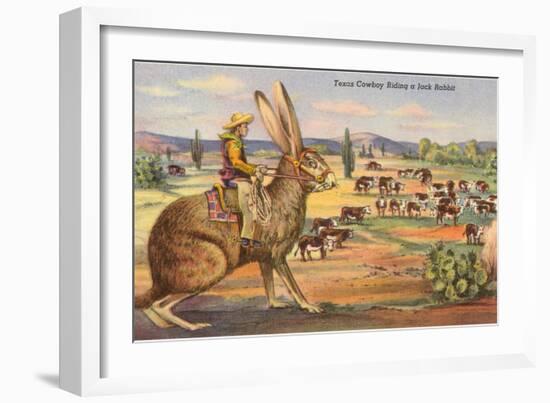 Texas Cowboy Herding from Jack Rabbit-null-Framed Art Print