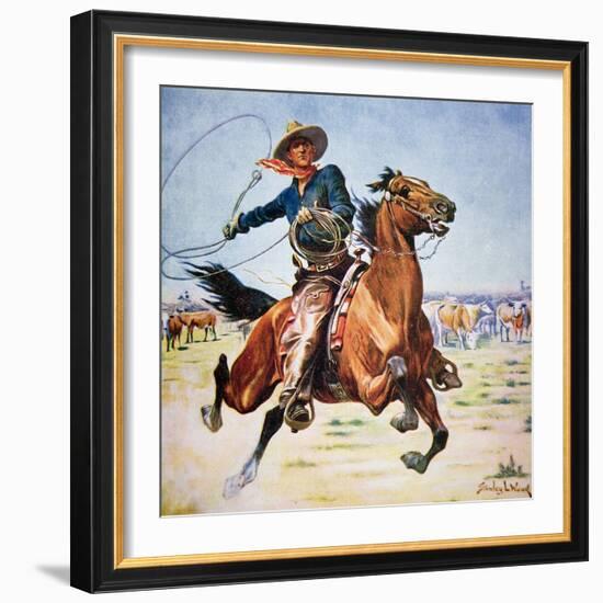 Texas Cowboy-Stanley L Wood-Framed Giclee Print