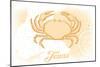 Texas - Crab - Yellow - Coastal Icon-Lantern Press-Mounted Art Print