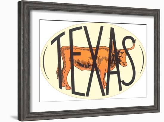 Texas Decal with Longhorn Steer-null-Framed Art Print