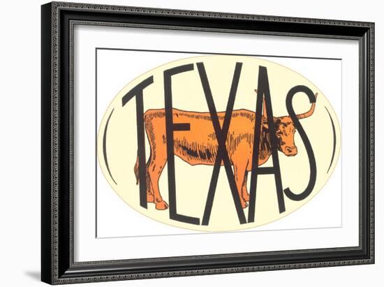 Texas Decal with Longhorn Steer-null-Framed Art Print