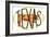 Texas Decal with Longhorn Steer-null-Framed Art Print