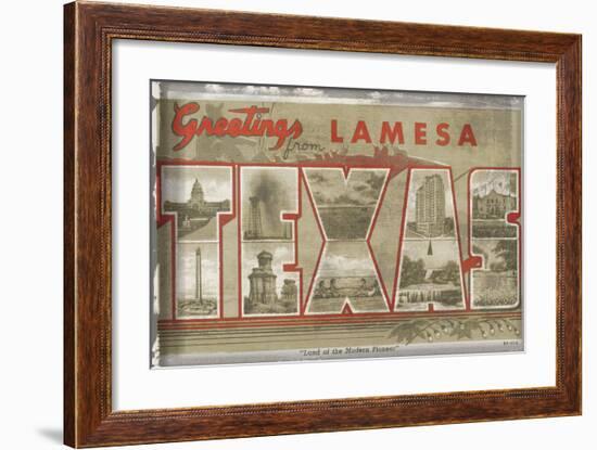 Texas Greetings-Vintage Vacation-Framed Art Print