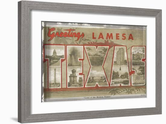 Texas Greetings-Vintage Vacation-Framed Art Print