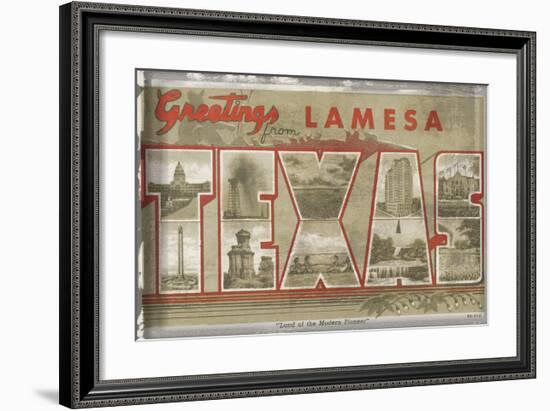 Texas Greetings-Vintage Vacation-Framed Art Print