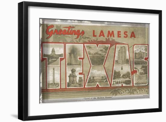 Texas Greetings-Vintage Vacation-Framed Art Print