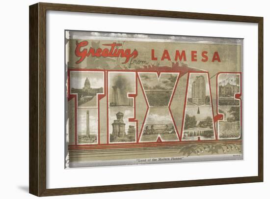 Texas Greetings-Vintage Vacation-Framed Art Print