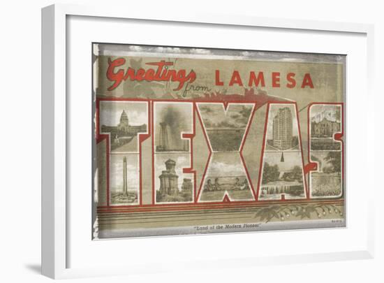 Texas Greetings-Vintage Vacation-Framed Art Print