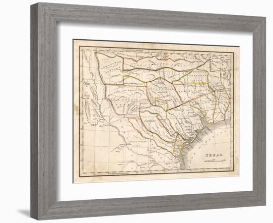 Texas historical map-Dan Sproul-Framed Art Print