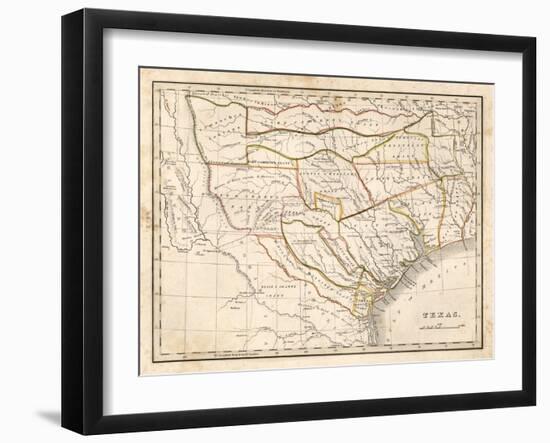 Texas historical map-Dan Sproul-Framed Art Print