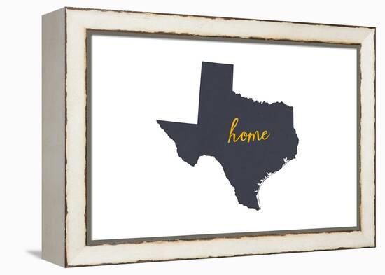 Texas - Home State - Gray on White-Lantern Press-Framed Stretched Canvas