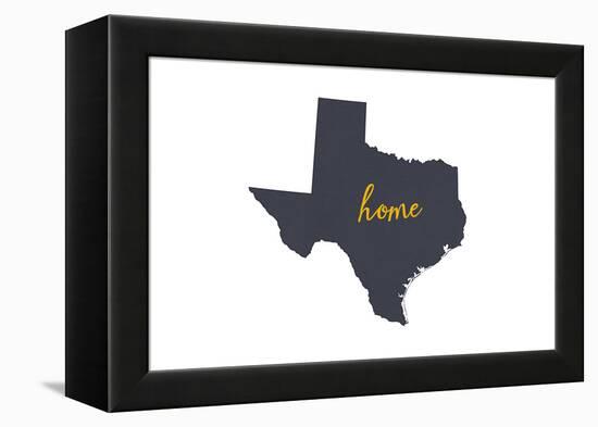 Texas - Home State - Gray on White-Lantern Press-Framed Stretched Canvas