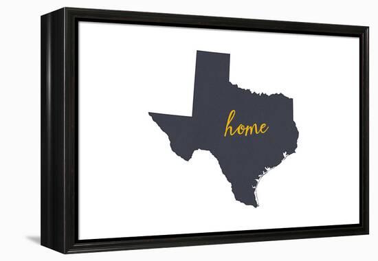 Texas - Home State - Gray on White-Lantern Press-Framed Stretched Canvas