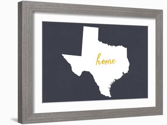 Texas - Home State - White on Gray-Lantern Press-Framed Art Print