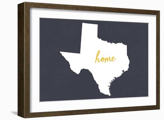 Texas - Home State - White on Gray-Lantern Press-Framed Art Print