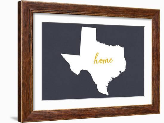 Texas - Home State - White on Gray-Lantern Press-Framed Art Print