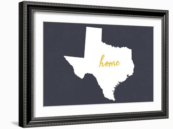 Texas - Home State - White on Gray-Lantern Press-Framed Art Print