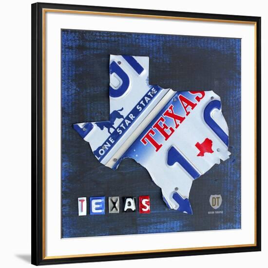 Texas License Plate Map-Design Turnpike-Framed Giclee Print