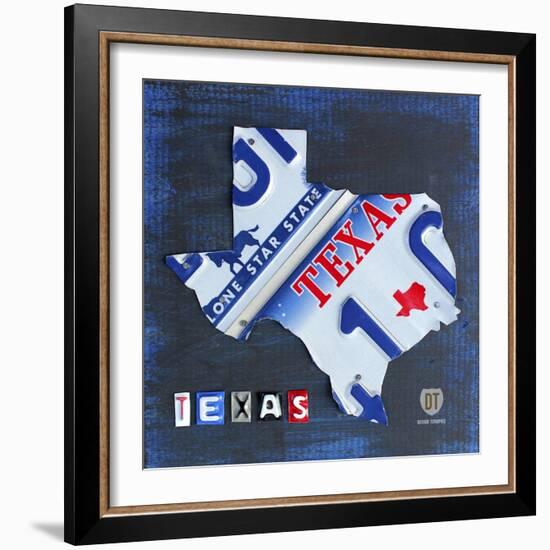 Texas License Plate Map-Design Turnpike-Framed Giclee Print