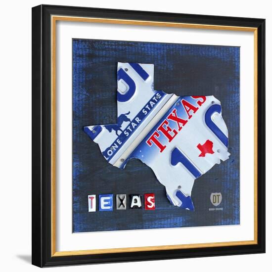 Texas License Plate Map-Design Turnpike-Framed Giclee Print