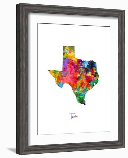 Texas Map-Michael Tompsett-Framed Art Print