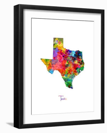Texas Map-Michael Tompsett-Framed Art Print
