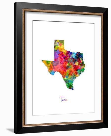 Texas Map-Michael Tompsett-Framed Art Print