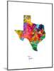Texas Map-Michael Tompsett-Mounted Art Print
