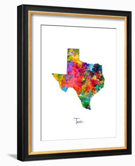 Texas Map-Michael Tompsett-Framed Art Print