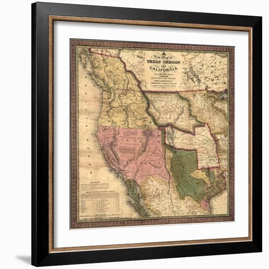 Texas, Oregon, and California - Vintage Map-Lantern Press-Framed Art Print