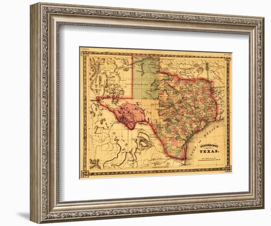 Texas - Panoramic Map-Lantern Press-Framed Premium Giclee Print