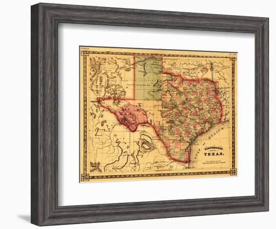 Texas - Panoramic Map-Lantern Press-Framed Art Print