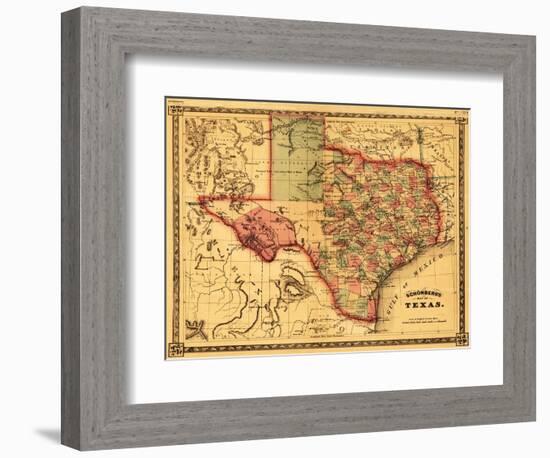 Texas - Panoramic Map-Lantern Press-Framed Art Print