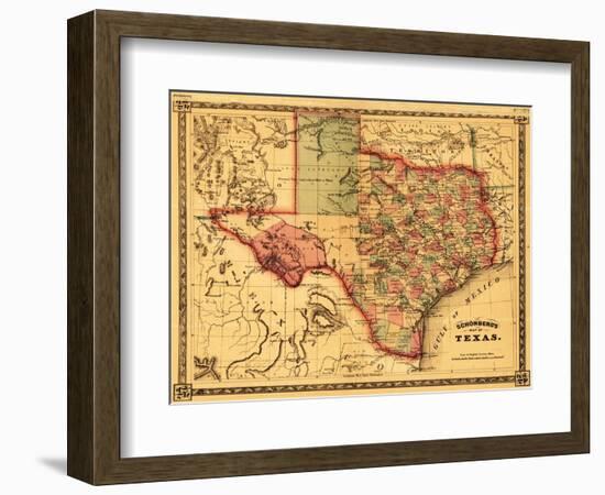 Texas - Panoramic Map-Lantern Press-Framed Art Print